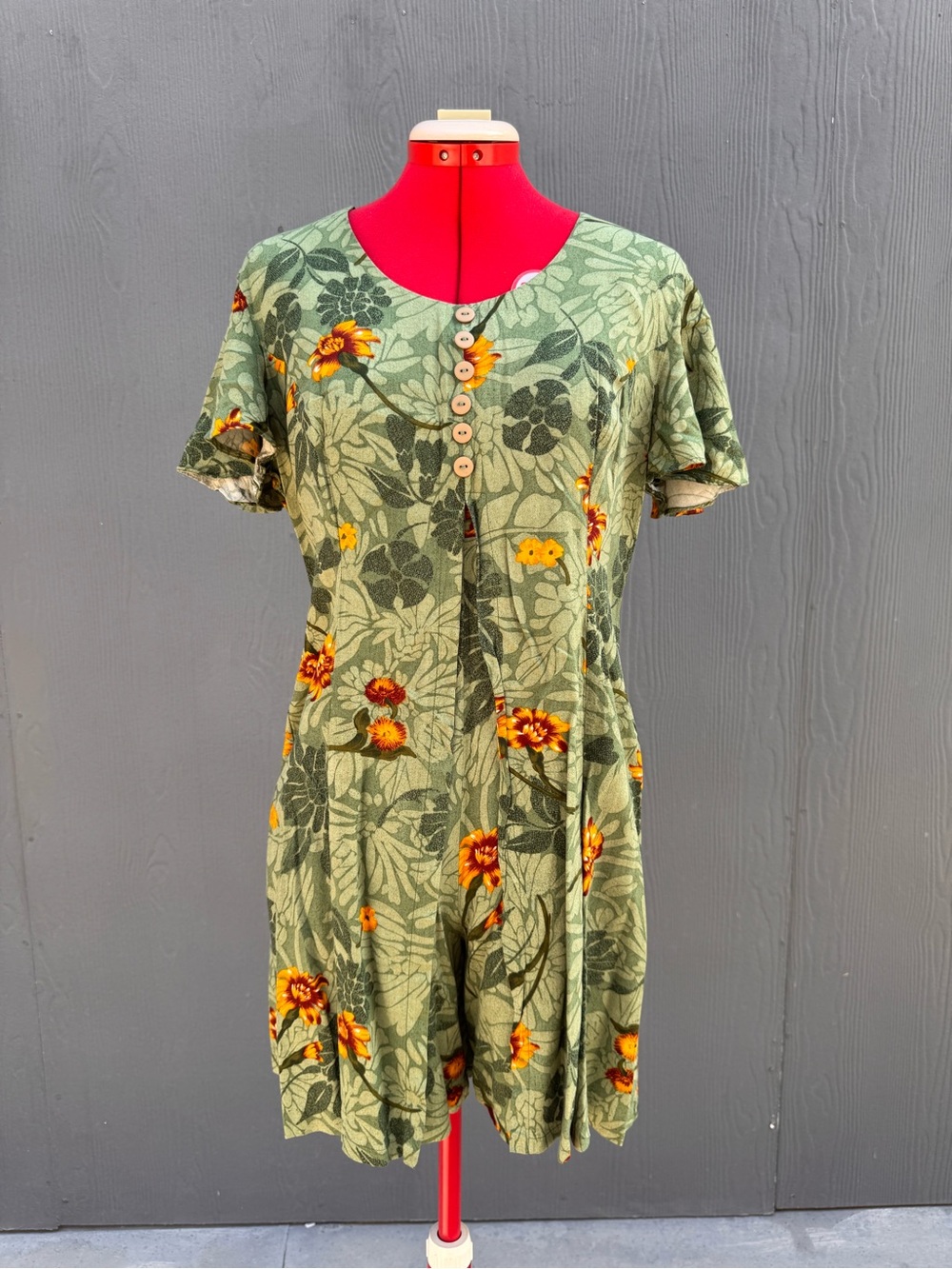Westport Ltd Brand Vintage 90s Green Floral Romper Size 12